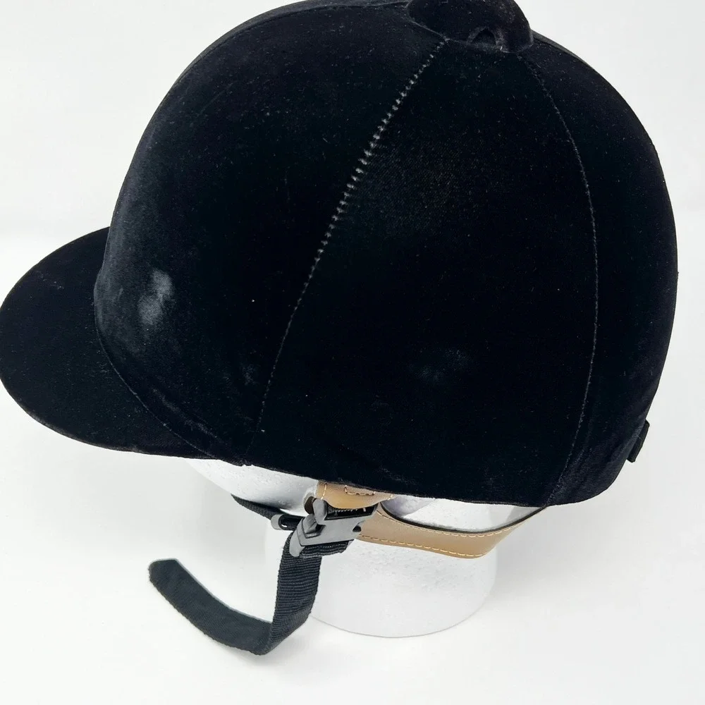 Vintage IRH Olympian Riding Helmet Size 7 Black Velvet Prop Missing Pad